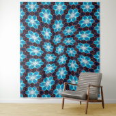 Abstract blauw bloemenpatroon wandkleed (In situ)