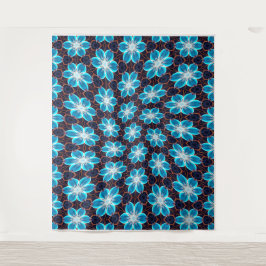 Abstract blauw bloemenpatroon wandkleed