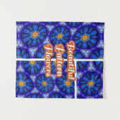 Abstract blauw bloemenpatroon wandkleed (Voorkant (horizontaal))