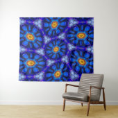 Abstract blauw bloemenpatroon wandkleed (In Situ (horizontaal))