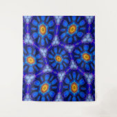 Abstract blauw bloemenpatroon wandkleed (Voorkant)