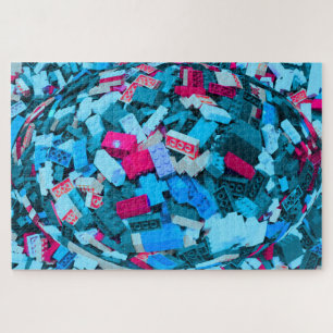 Abstract blauw Blokken rode accenten uitdagend Legpuzzel