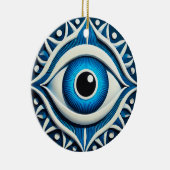 Abstract Blauw Boosaardig Oog Symbool Keramisch Ornament (Rechts)
