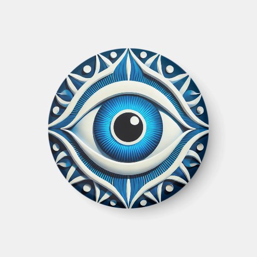Abstract Blauw Boosaardig Oog Symbool Magneet (Voorkant)