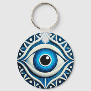 Abstract Blauw Boosaardig Oog Symbool Sleutelhanger