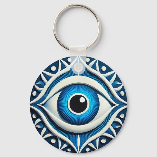 Abstract Blauw Boosaardig Oog Symbool Sleutelhanger (Voorkant)