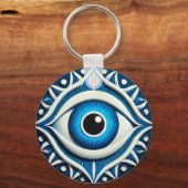 Abstract Blauw Boosaardig Oog Symbool Sleutelhanger (Achterkant)