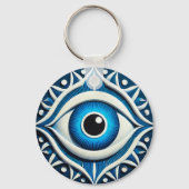 Abstract Blauw Boosaardig Oog Symbool Sleutelhanger (Achterkant)