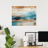 Abstract Blauw Bruin Modern schilderen Poster (Thuiskantoor)