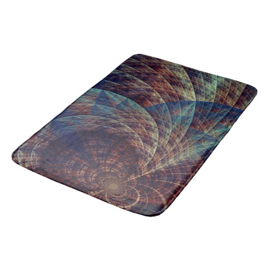 Abstract Blauw Bruin Zwirls Fractal Badmat (Gekanteld)