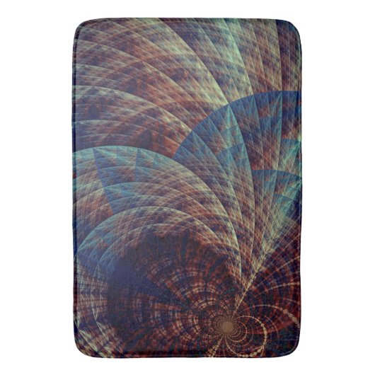 Abstract Blauw Bruin Zwirls Fractal Badmat (Voorkant Verticaal)