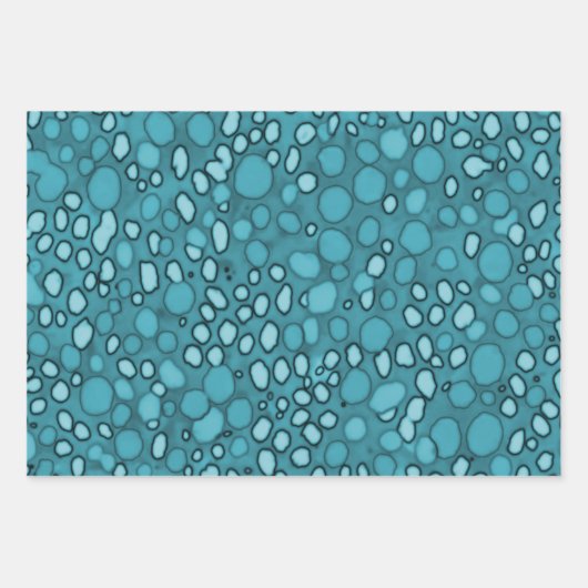 Abstract Blauw Bubble Polka Dot Pattern Inpakpapier Vel (Voorkant 3)