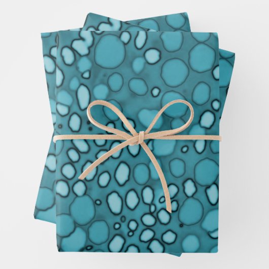Abstract Blauw Bubble Polka Dot Pattern Inpakpapier Vel (In situ)