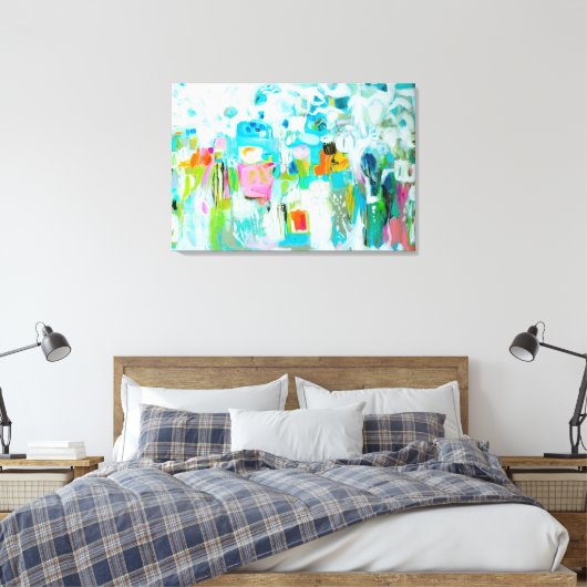 Abstract blauw canvas afdruk (Insitu (Slaapkamer))