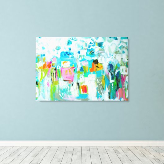 Abstract blauw canvas afdruk (Insitu (Houten vloer))