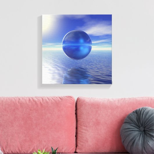 Abstract Blauw Canvas Afdruk (Insitu (Woonkamer))