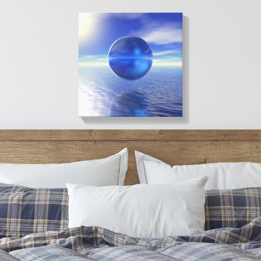 Abstract Blauw Canvas Afdruk (Insitu (Slaapkamer))