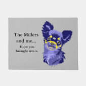 Abstract Blauw Chihuahua Deurmat (Voorkant)