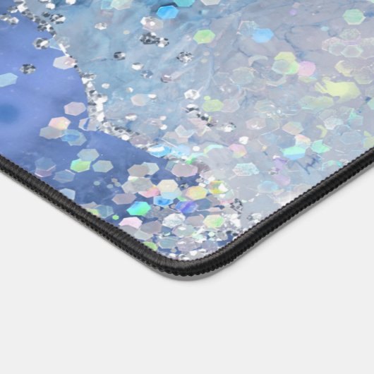 abstract blauw chunky glitter ontwerp bureaumat (Hoek)