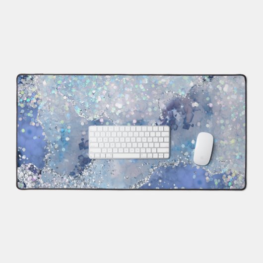 abstract blauw chunky glitter ontwerp bureaumat (Keyboard & Muis)