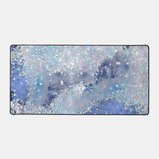 abstract blauw chunky glitter ontwerp bureaumat (Voorkant)