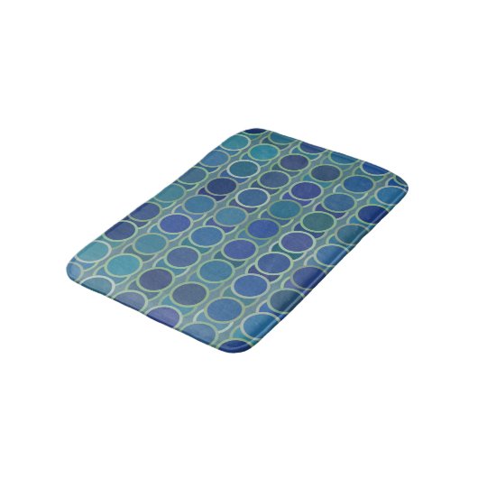 Abstract Blauw Cirkel Patroon Badmat (Gekanteld)