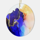 Abstract blauw Citrus Gold Keramisch Ornament (Links)