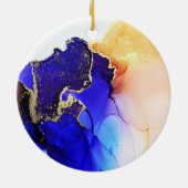 Abstract blauw Citrus Gold Keramisch Ornament (Achterkant)