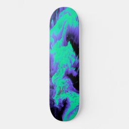 Abstract blauw, cyaan en zwart vloeibaar patroon persoonlijk skateboard