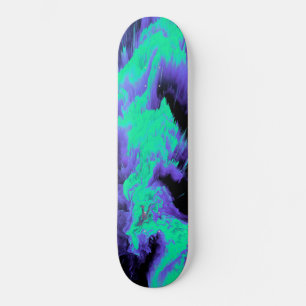 Abstract blauw, cyaan en zwart vloeibaar patroon persoonlijk skateboard
