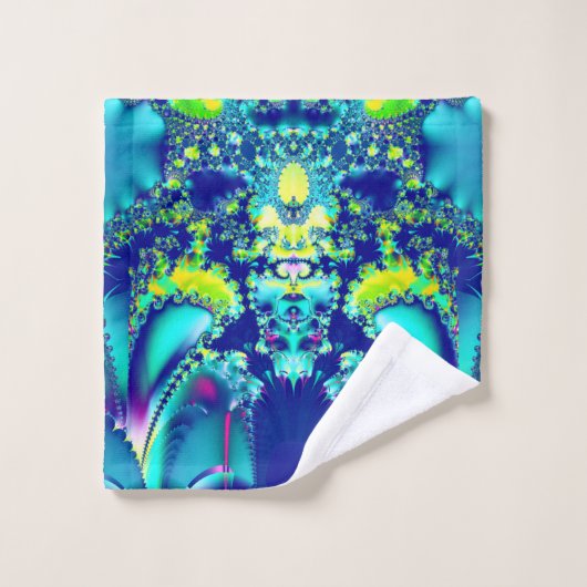 Abstract Blauw Cyaan Groen Fractal Bad Handdoek (Wasdoekje)