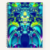 Abstract Blauw Cyaan Groen Fractal Notitieboek (Voorkant)