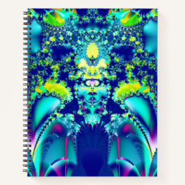 Abstract Blauw Cyaan Groen Fractal Notitieboek