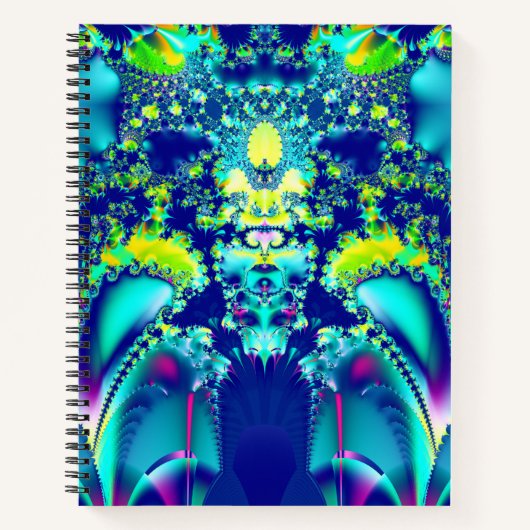 Abstract Blauw Cyaan Groen Fractal Notitieboek (Voorkant)