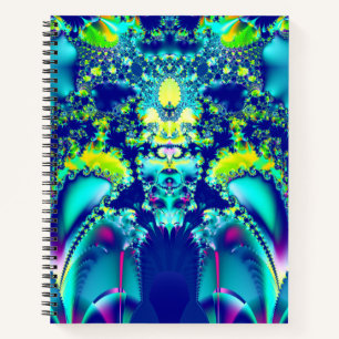 Abstract blauw cyaan groene fractal notitieboek