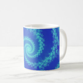 Abstract Blauw Cyaan Spiral Fractal Koffiemok