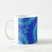 Abstract Blauw Cyaan Spiral Fractal Koffiemok (Links)