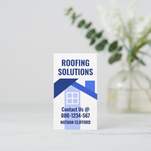 Abstract blauw dakgebouw visitekaartje (Staand voorkant)