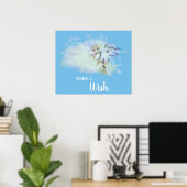 *~* Abstract blauw DANDELION maakt een Wish Poster (Thuiskantoor)