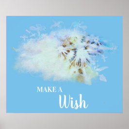 *~* Abstract blauw DANDELION maakt een Wish Poster