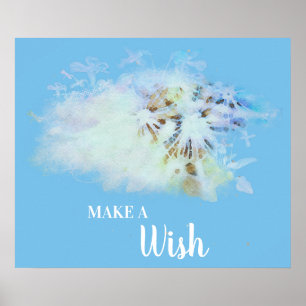 *~* Abstract blauw DANDELION maakt een Wish Poster