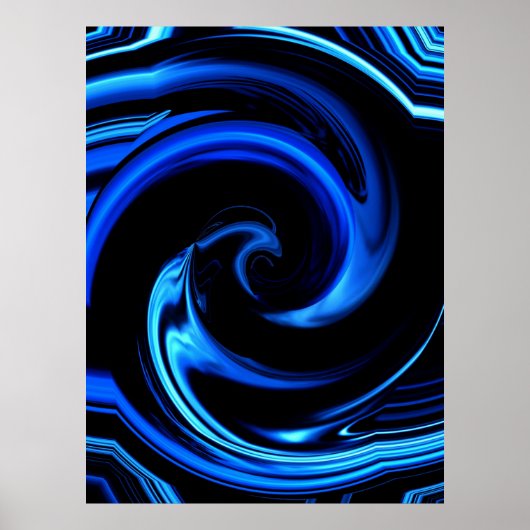 Abstract blauw dolfijnenart Poster (Voorkant)