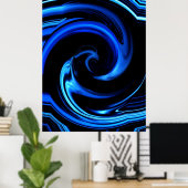Abstract blauw dolfijnenart Poster (Thuiskantoor)