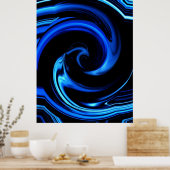 Abstract blauw dolfijnenart Poster (Keuken)