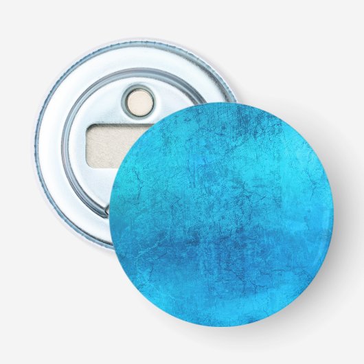 Abstract blauw effen kleurenontwerp button flesopener (Voorkant)