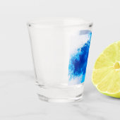 Abstract blauw effen kleurontwerp shot glas (Links)