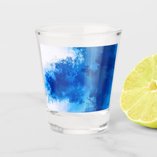 Abstract blauw effen kleurontwerp shot glas (Voorkant)