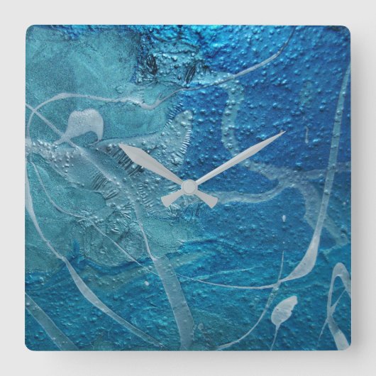 abstract blauw en aqua-ontwerp vierkante klok (Voorkant)