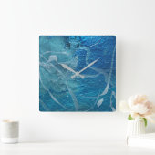 abstract blauw en aqua-ontwerp vierkante klok (Huis)