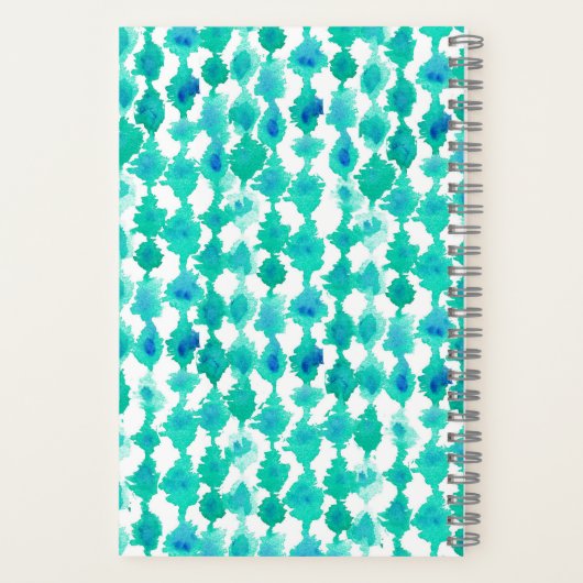 Abstract Blauw en Aqua Waterverf Monogrammed Notitieboek (Achterkant)